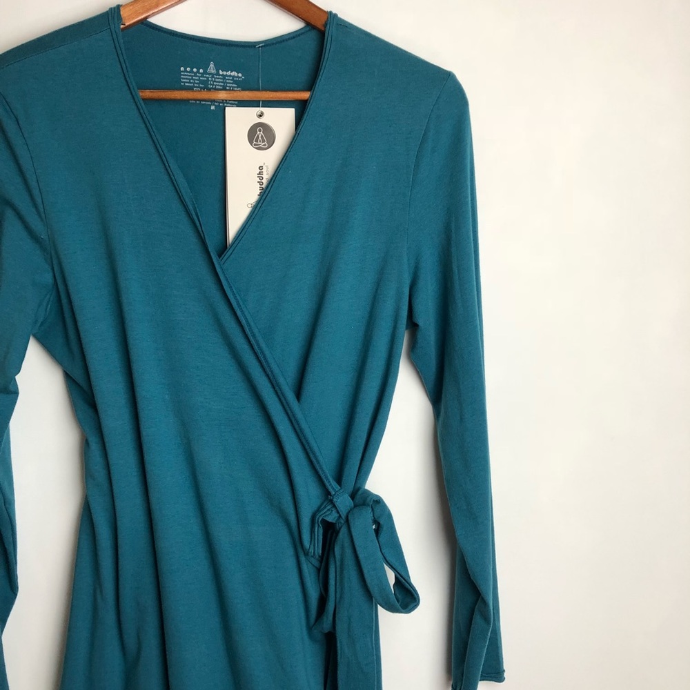 NWT Neon Buddha teal wrap dress M-L